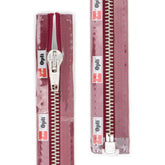 Rits deelbaar | Opti | metaal zilver M60 | 55 cm | 750 bordeaux Deelbare Rits OPTI - D - M60 - ZILVER - 55 - CM - 750 - BORDEAUX